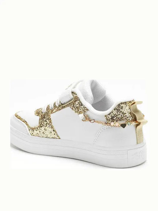 Lelli Kelly Sneaker με Χρυσά Γκλίτερ και Αλυσίδα
