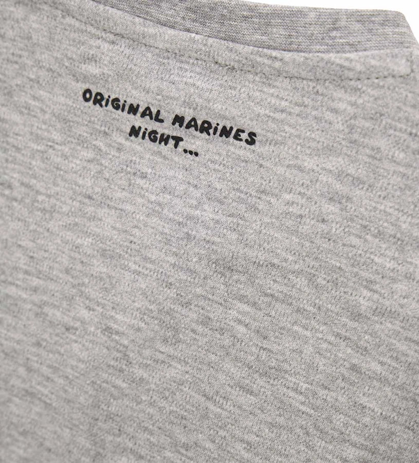 γκρι μελανζέ αγορίστικη βαμβακερή πυτζάμα Original Marines με στάμπα basketball και παντελόνι.