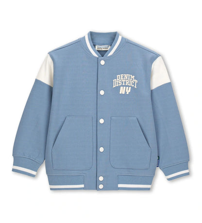 Γαλάζιο παιδικό bomber jacket Original Marines με λευκές λεπτομέρειες και τύπωμα "DENIM DISTRICT NY" στο στήθος, για αγόρια 5-14 ετών.