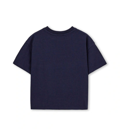 σκούρο μπλε κοριτσίστικο t-shirt Original Marines με ροζ μεταλλική στάμπα 90 και αρκουδάκι.