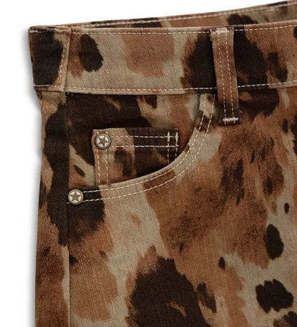 καφέ animal print κοριτσίστικη φούστα-σορτς Original Marines με μεταλλικό κουμπί και τσέπες.