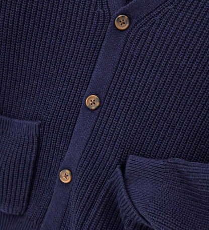 σκούρα μπλε αγορίστικη πλεκτή ζακέτα cardigan Original Marines με κουμπιά και τσέπες.