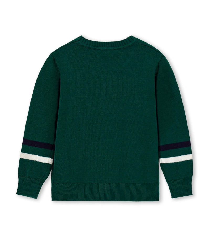 πράσινη αγορίστικη πλεκτή μπλούζα pullover Original Marines με ρίγες jacquard.