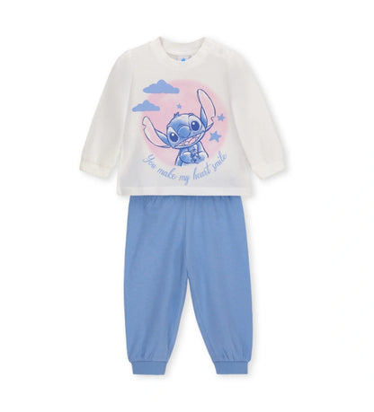 βρεφική βαμβακερή πυτζάμα Original Marines Disney Stitch με ζαχαρί μπλούζα και σιέλ παντελόνι.