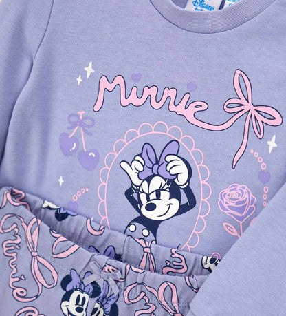 λιλά βρεφική βαμβακερή πυτζάμα Original Marines με στάμπα Disney Minnie Mouse και παντελόνι allover print.