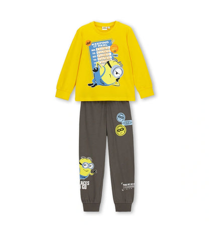 κίτρινη αγορίστικη βαμβακερή πυτζάμα Original Marines Minions με γκρι παντελόνι.
