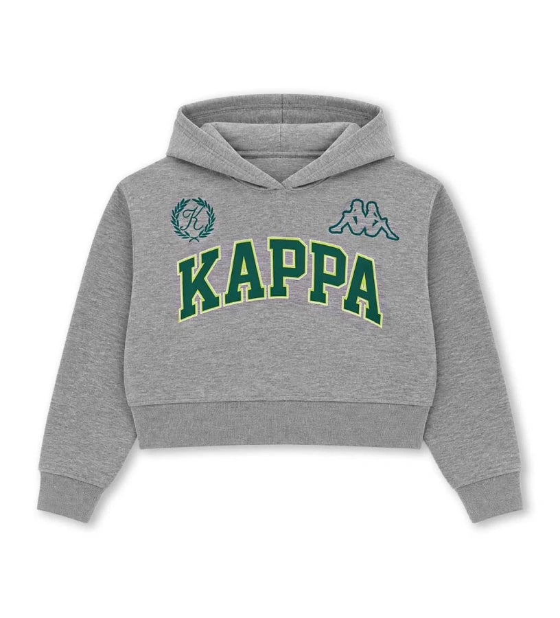 γκρι κοριτσίστικη φούτερ μπλούζα Original Marines Kappa με κουκούλα και κεντημένα λογότυπα.