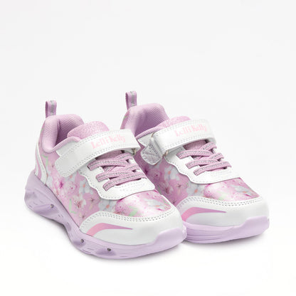 Ζευγάρι Lelli Kelly sneaker για κορίτσι με ροζ floral σχέδια και λευκές λεπτομέρειες.